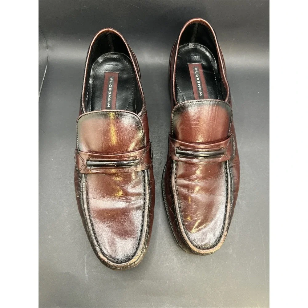 Florsheim Como Strap Loafers Shoes Mens 10 D Black Cherry 17089-18 Leather & Box